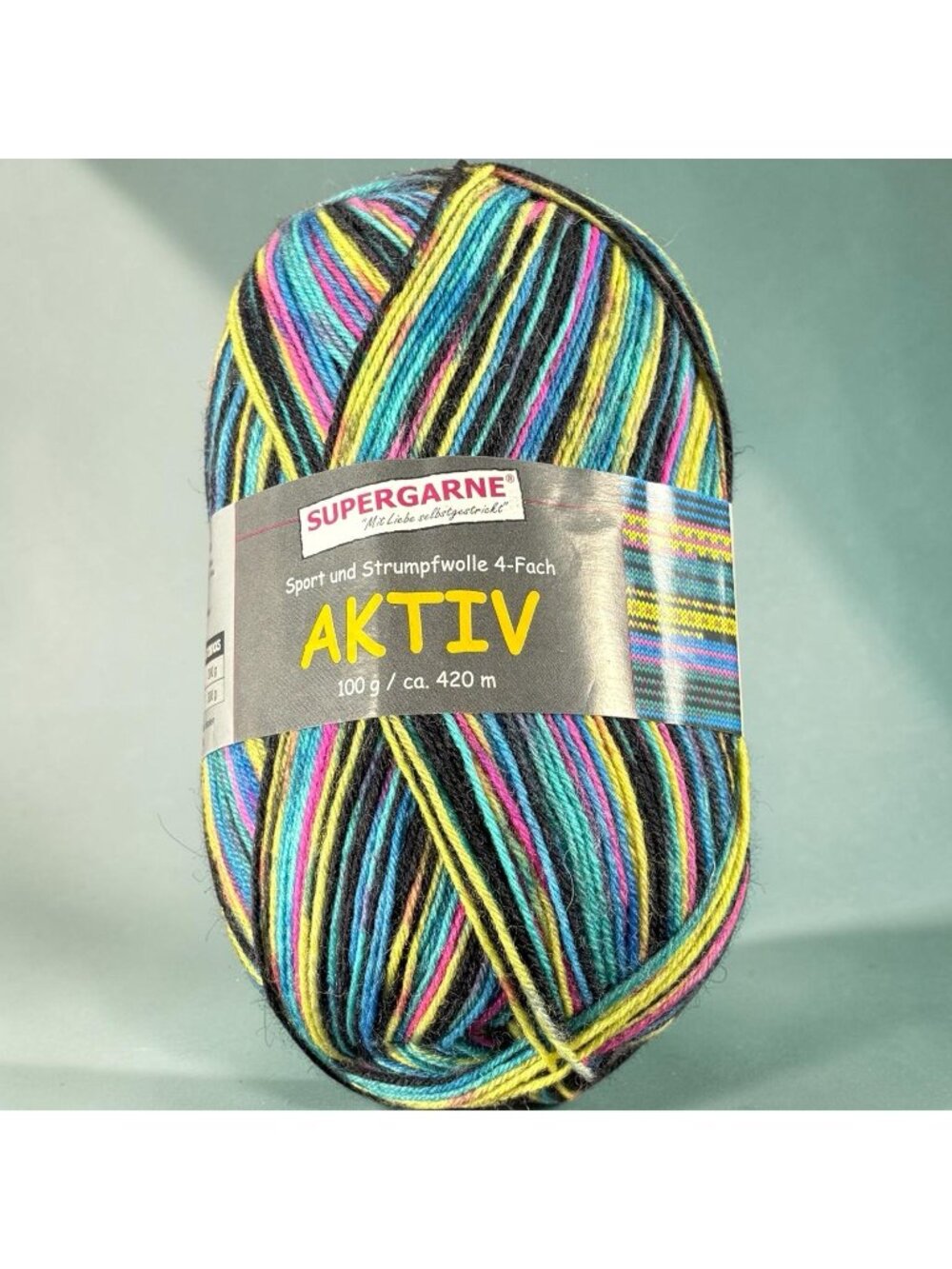 Supergarne AKTIV 4-Fach Sock Yarn Color 3362 100g 459 Yards Wool Blend Italy